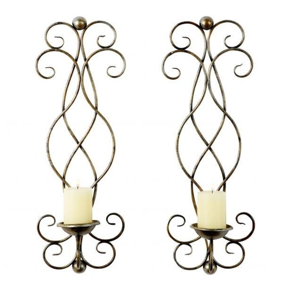 Set of 2‎ Bronze Metal Traditional Wall Sconce, 25" x 8" Marisol + Daisy